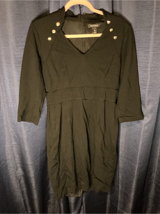 White House Black Market Dresses & Skirts - White House Black Market Black V-Neck Long Sleeve Dress with Gold Buttons